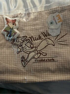 Disney Nick Wilde Beige Tote Bag with Brown Print